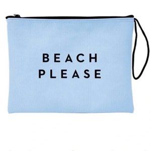 Milly Bag Powder Blue Canvas Zip Pouch Water-Resistant Beach Please Wristlet Bag